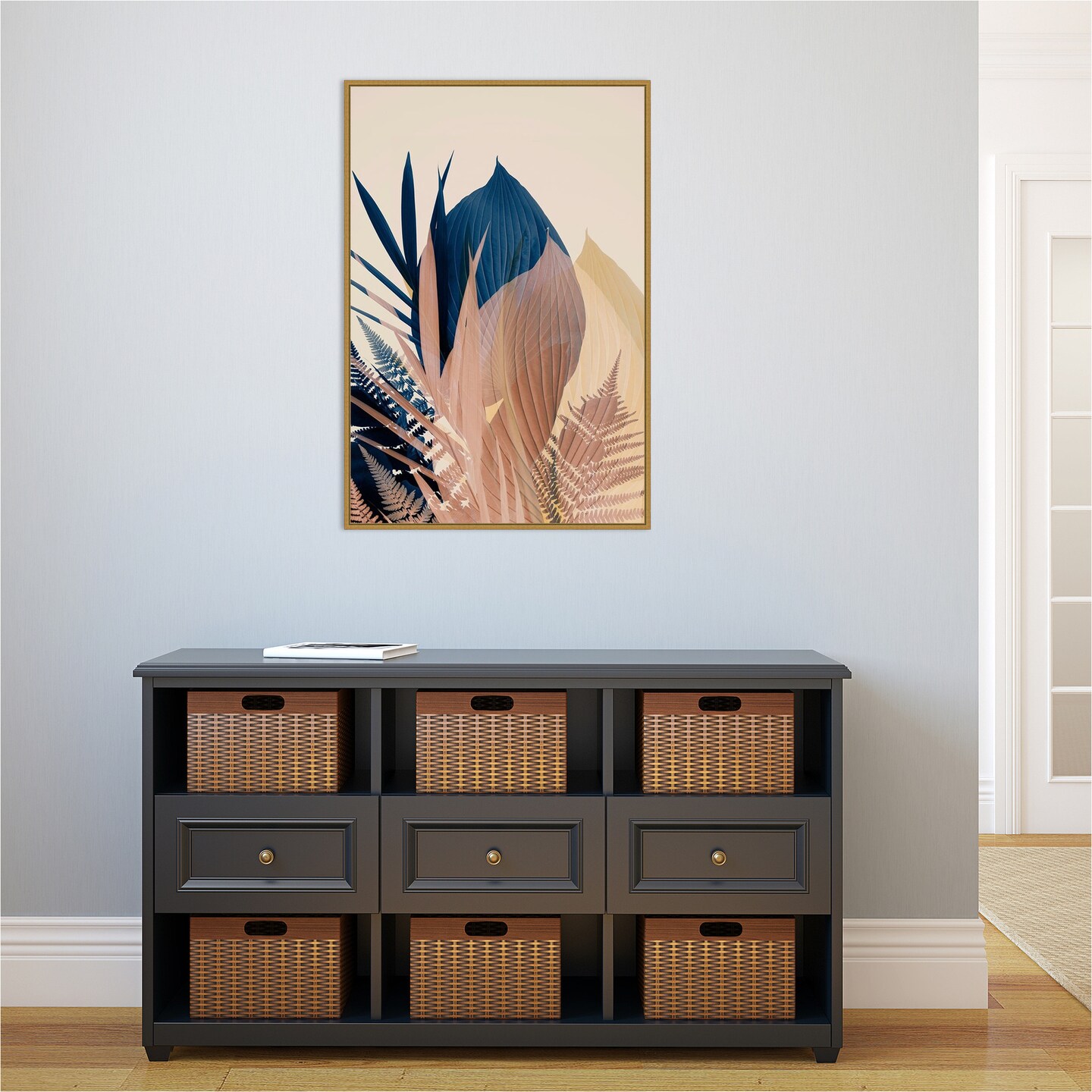 Pastel Jungle Plants 3 by Ian Winstanley Canvas Wall Art Print Framed