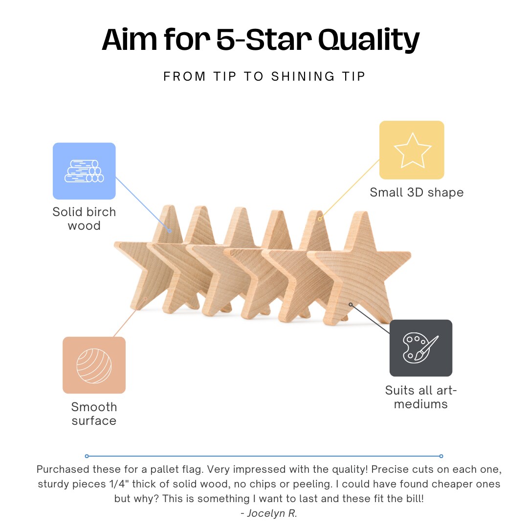 Wooden Stars, Multiple Sizes Available, Unfinished for Crafts, Flag Stars, July 4 Dcor | Woodpeckers