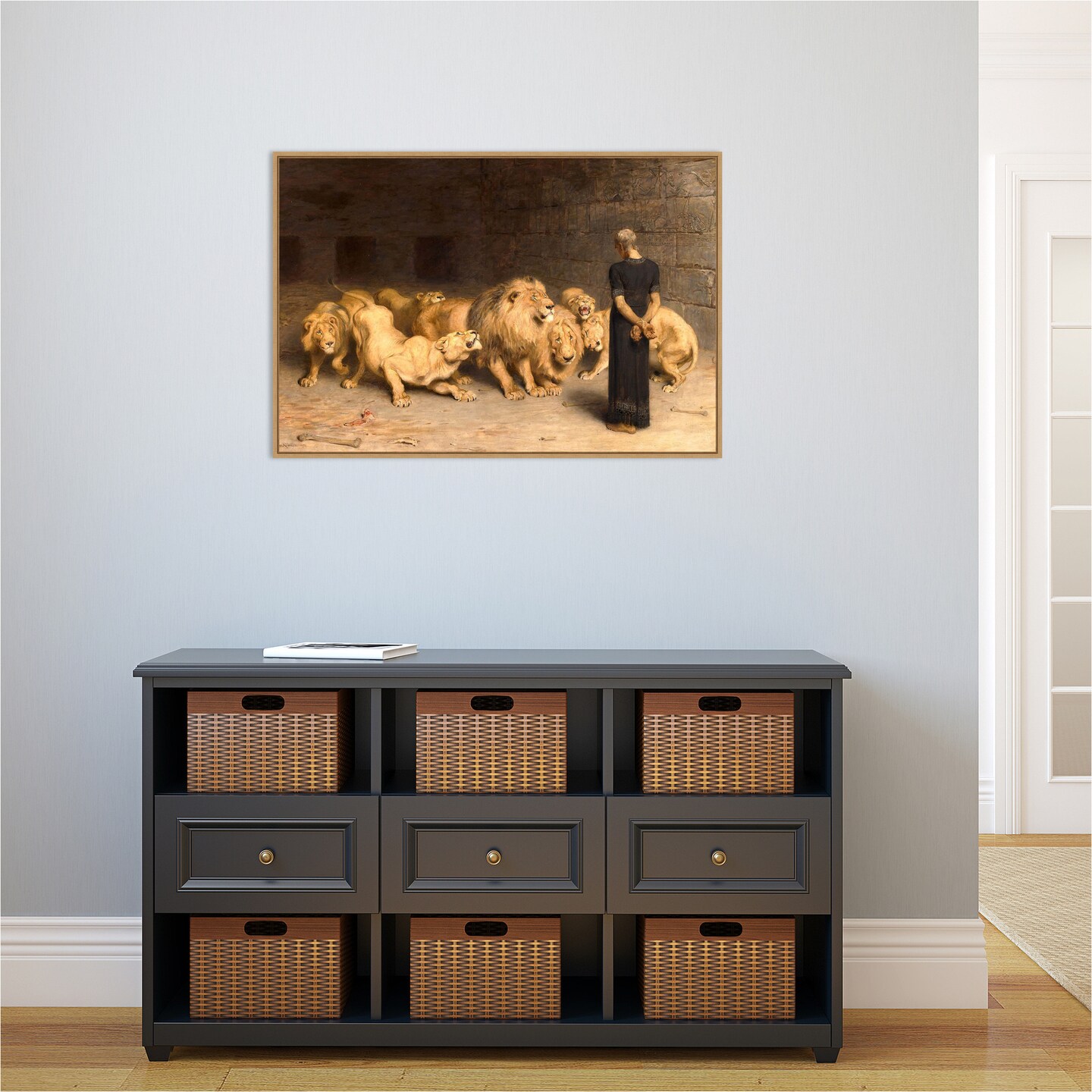 Daniel in the Lions Den 1872 by Briton Riviere Canvas Wall Art Print Framed