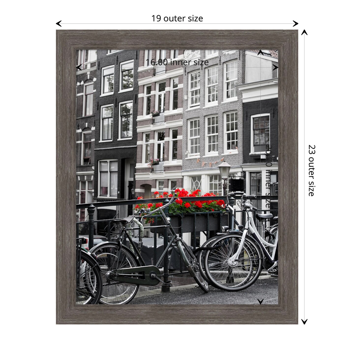 Pinstripe Lead Grey Wood Picture Frame