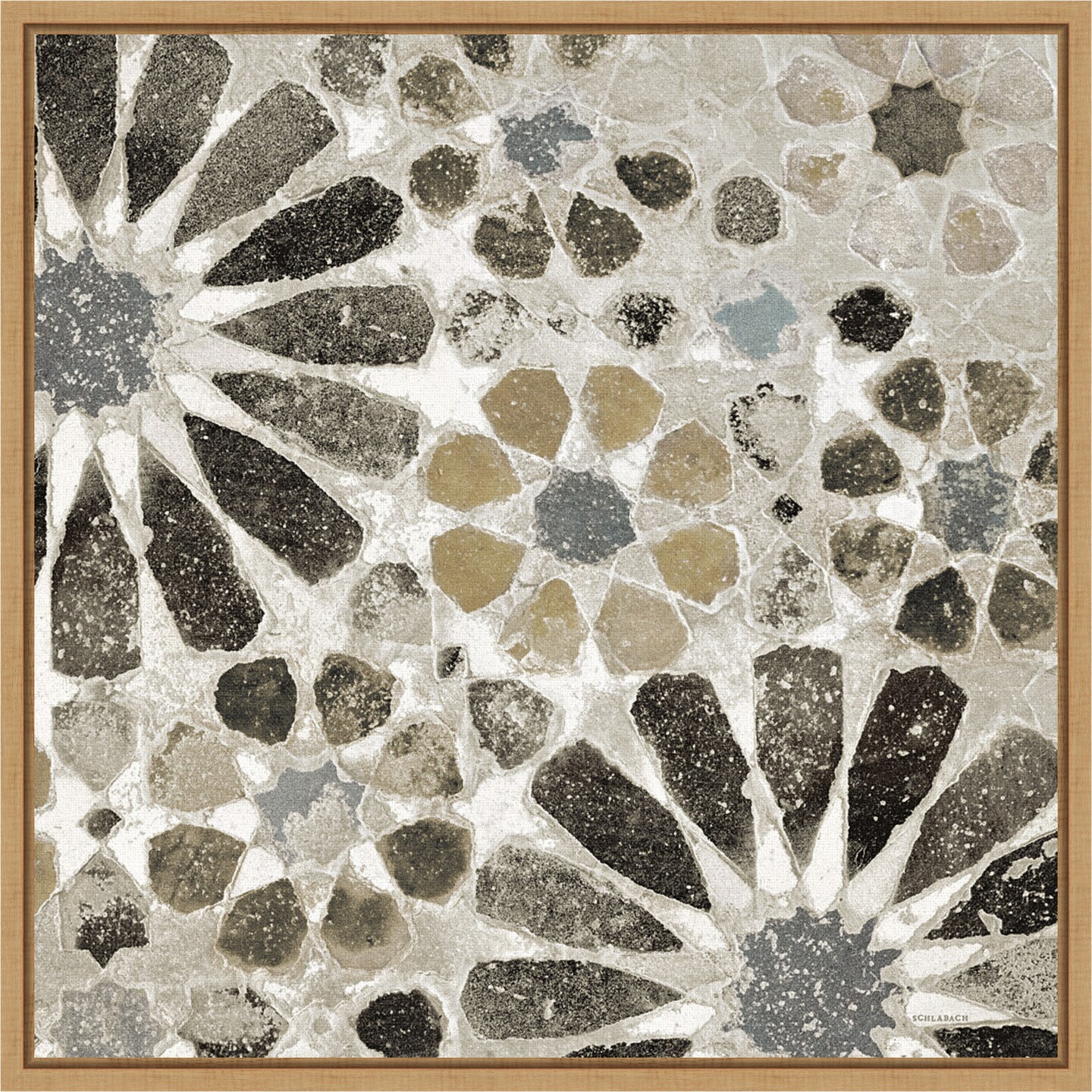 Alhambra Tile II Neutral by Sue Schlabach 16-in. W x 16-in. H. Canvas Wall Art Print Framed