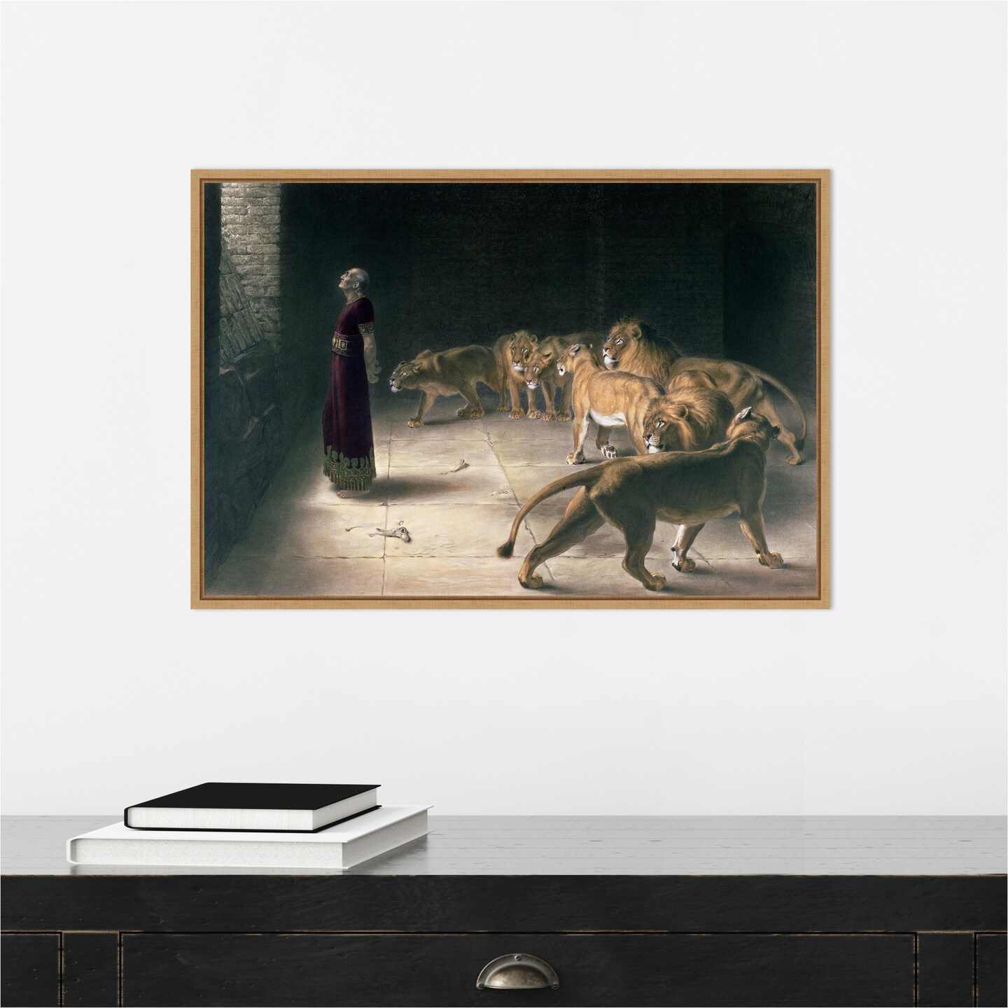 Daniel in the Lions Den 1892 by Briton Riviere Canvas Wall Art Print Framed