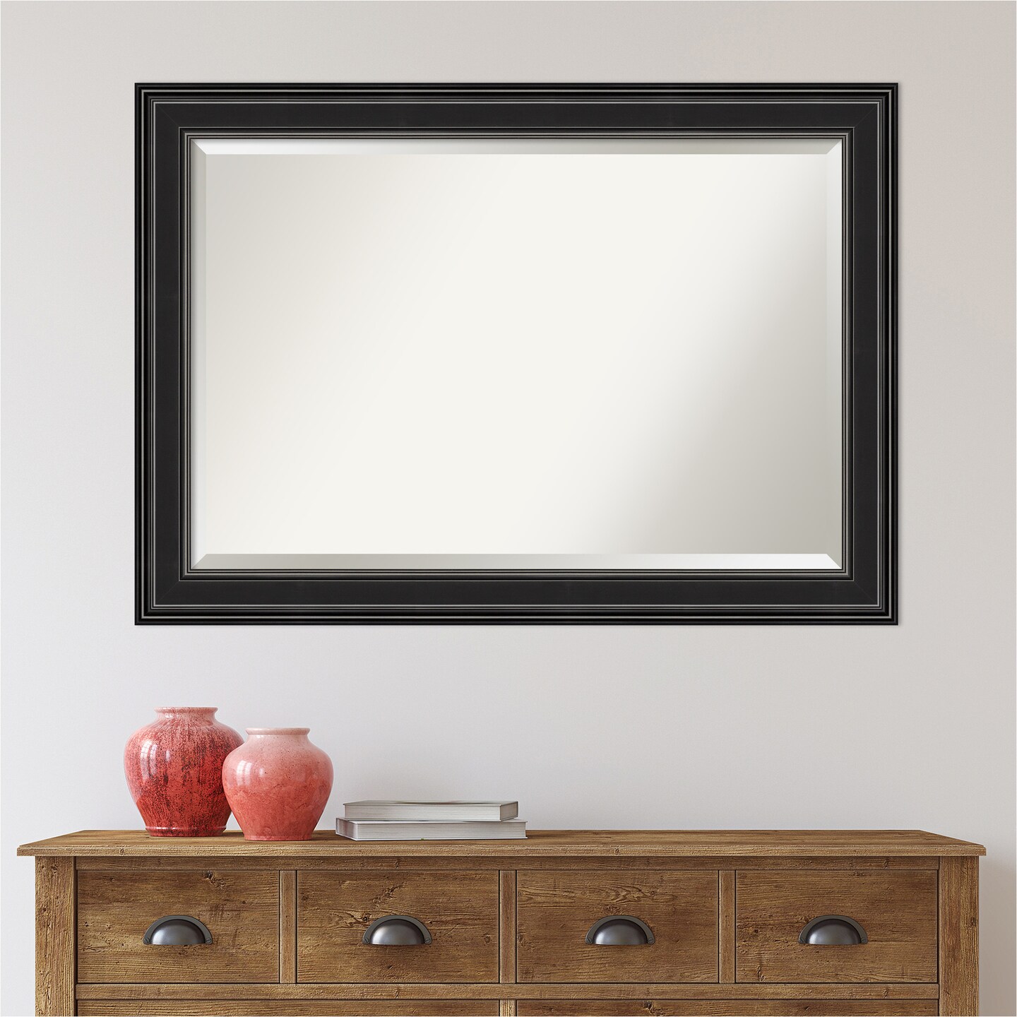Beveled Bathroom Wall Mirror, Ridge Frame