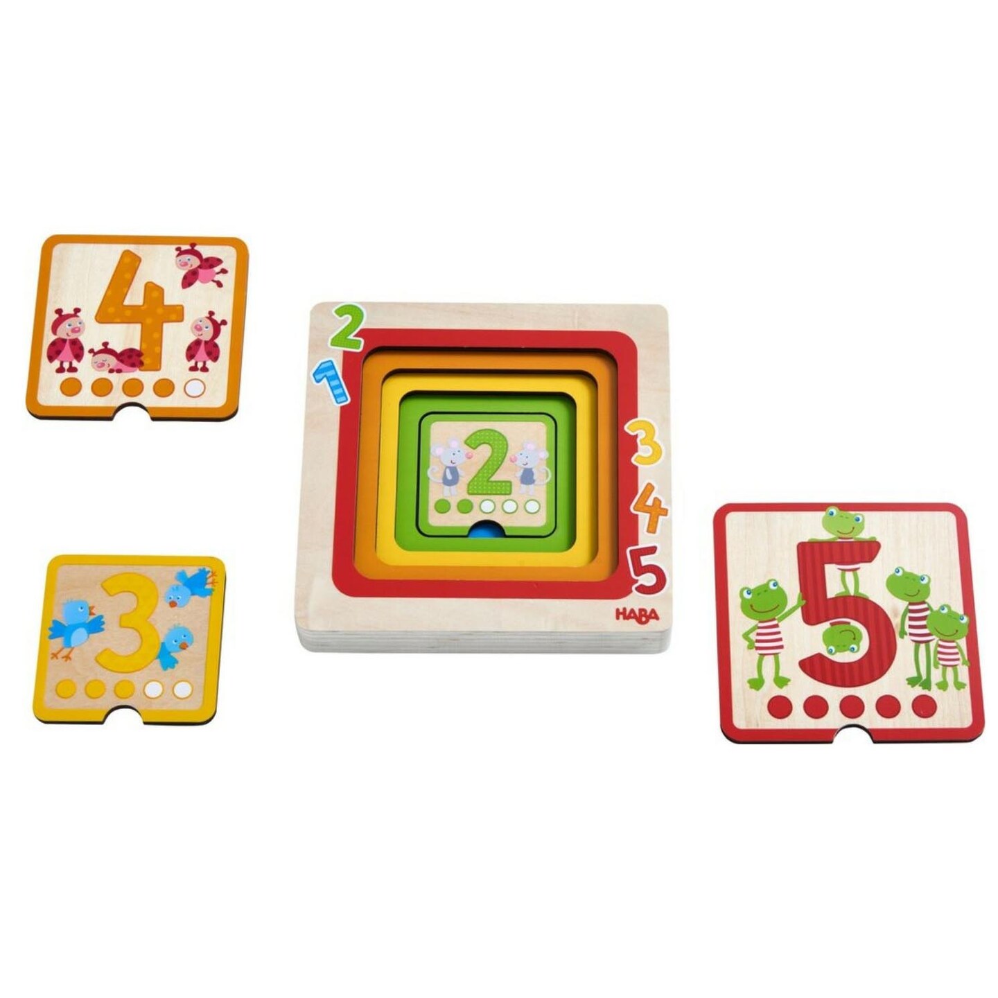 HABA Counting Friends Wood layering puzzle Fosters Number Recognition from 1-5