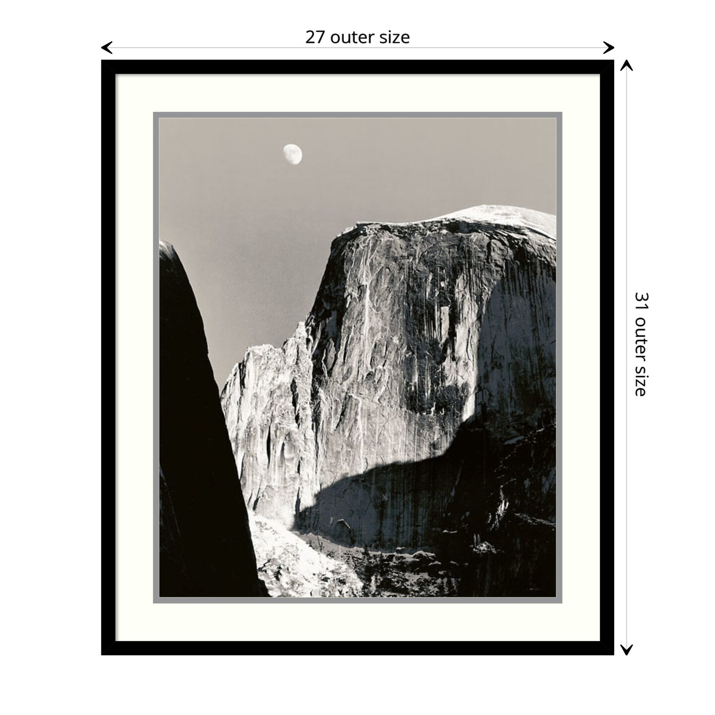 Moon Over Half Dome by Ansel Adams Wood Framed Wall Art Print | Michaels