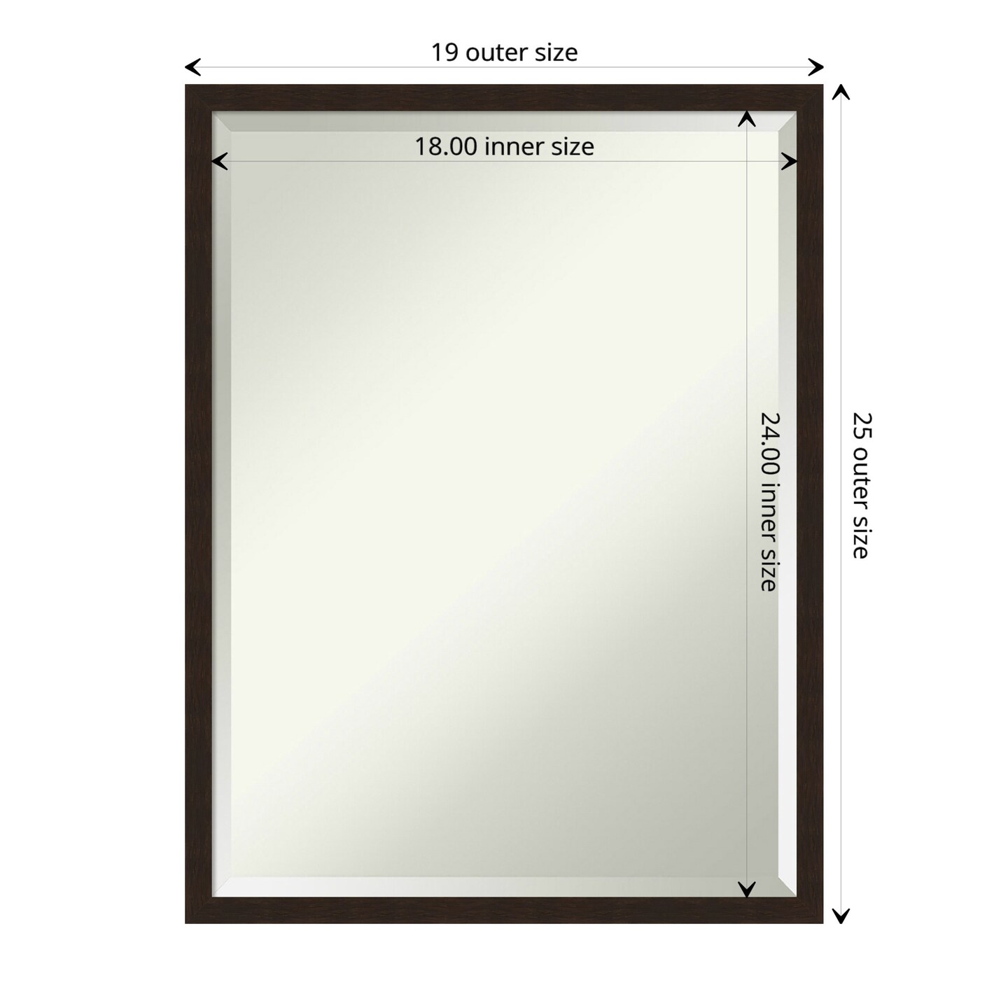 Beveled Wood Bathroom Wall Mirror, Carlisle Narrow Frame