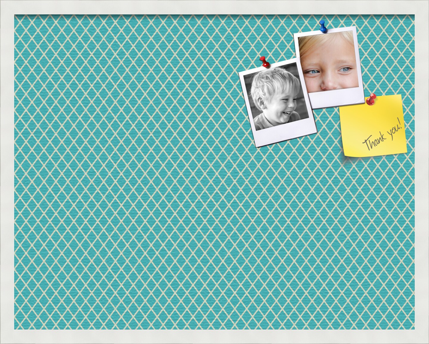 PinPix Custom Bulletin Board Neon Blue Diamond Poster Board Has a Fabric Style Canvas Finish, Framed in Satin White Frame, by ArtToFrames (PinPix-350)