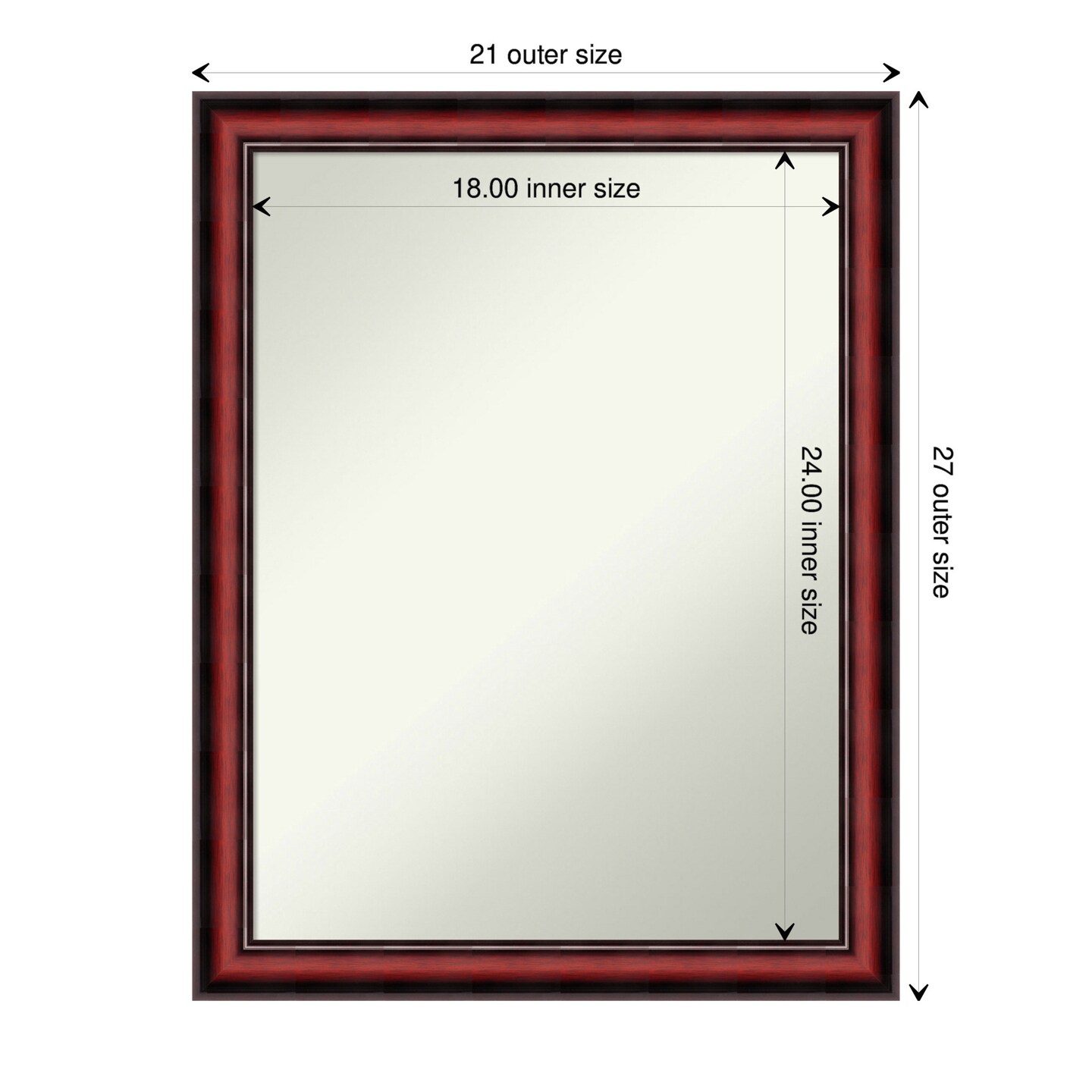Amanti Art Non-Beveled Wood Wall Mirror, Rubino Cherry Scoop Frame