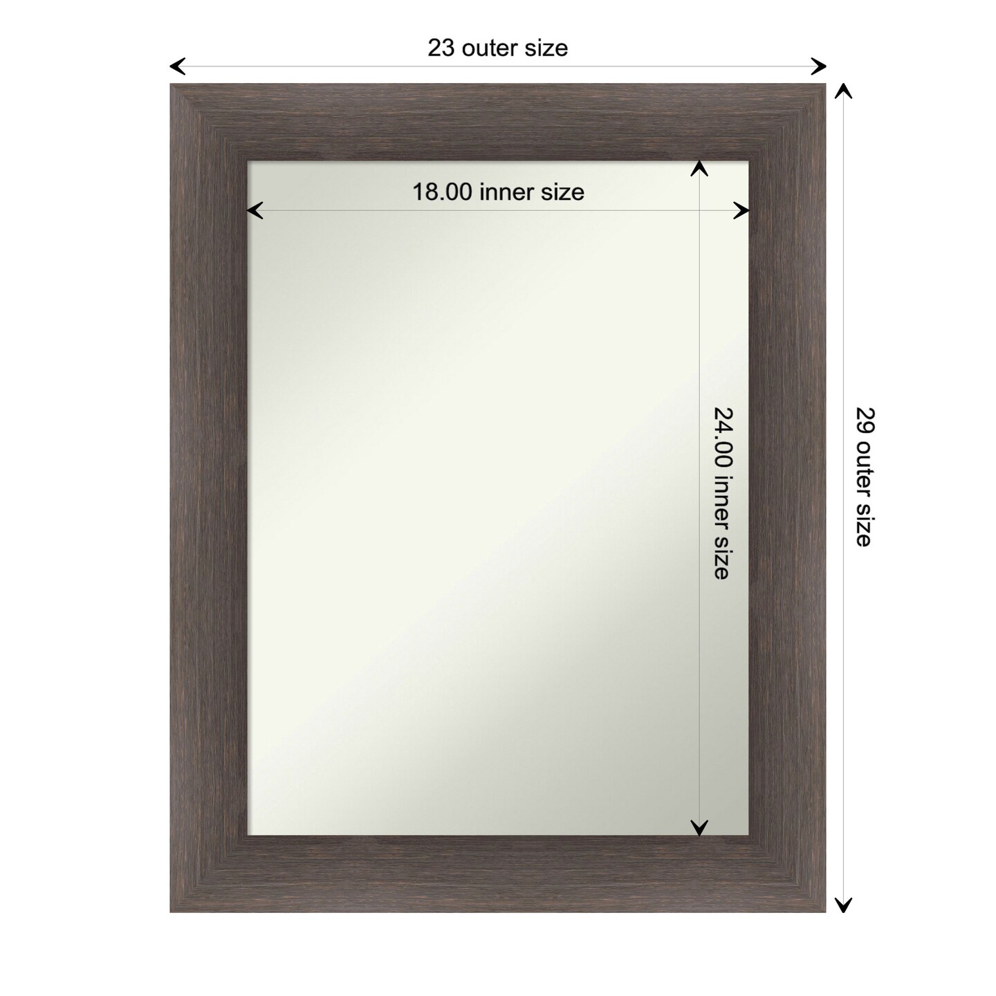 Amanti Art Non-Beveled Wood Wall Mirror, Hardwood Chocolate Frame