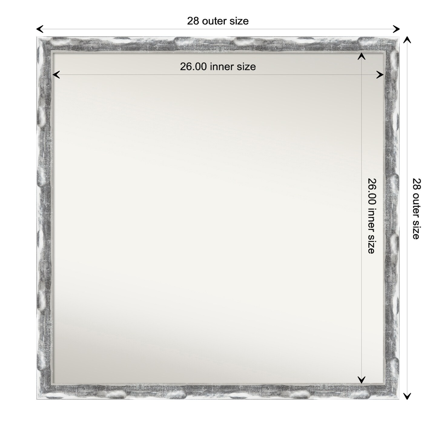Amanti Art Non-Beveled Wall Mirror, Scratched Wave Chrome Frame
