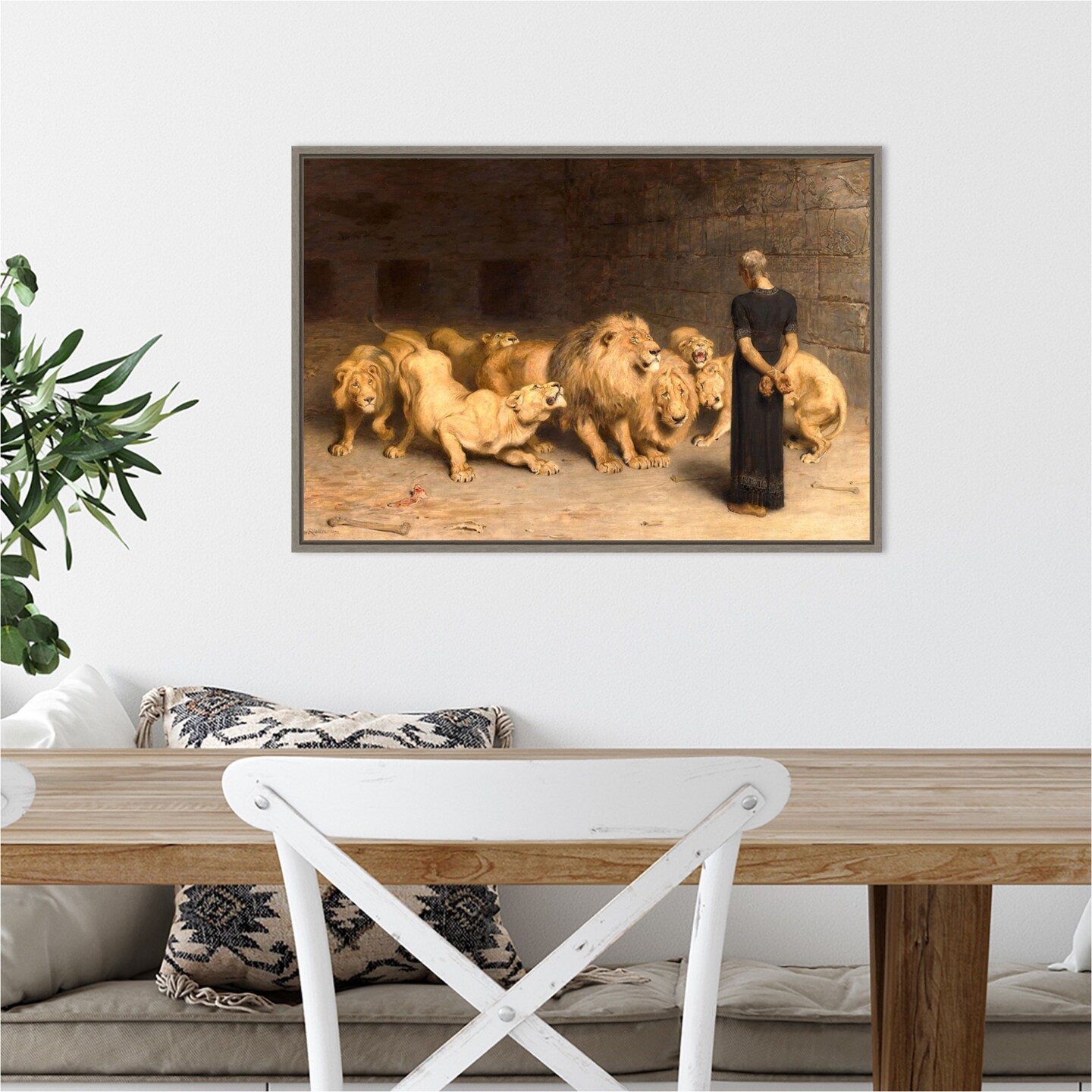 Daniel in the Lions Den 1872 by Briton Riviere Canvas Wall Art Print Framed