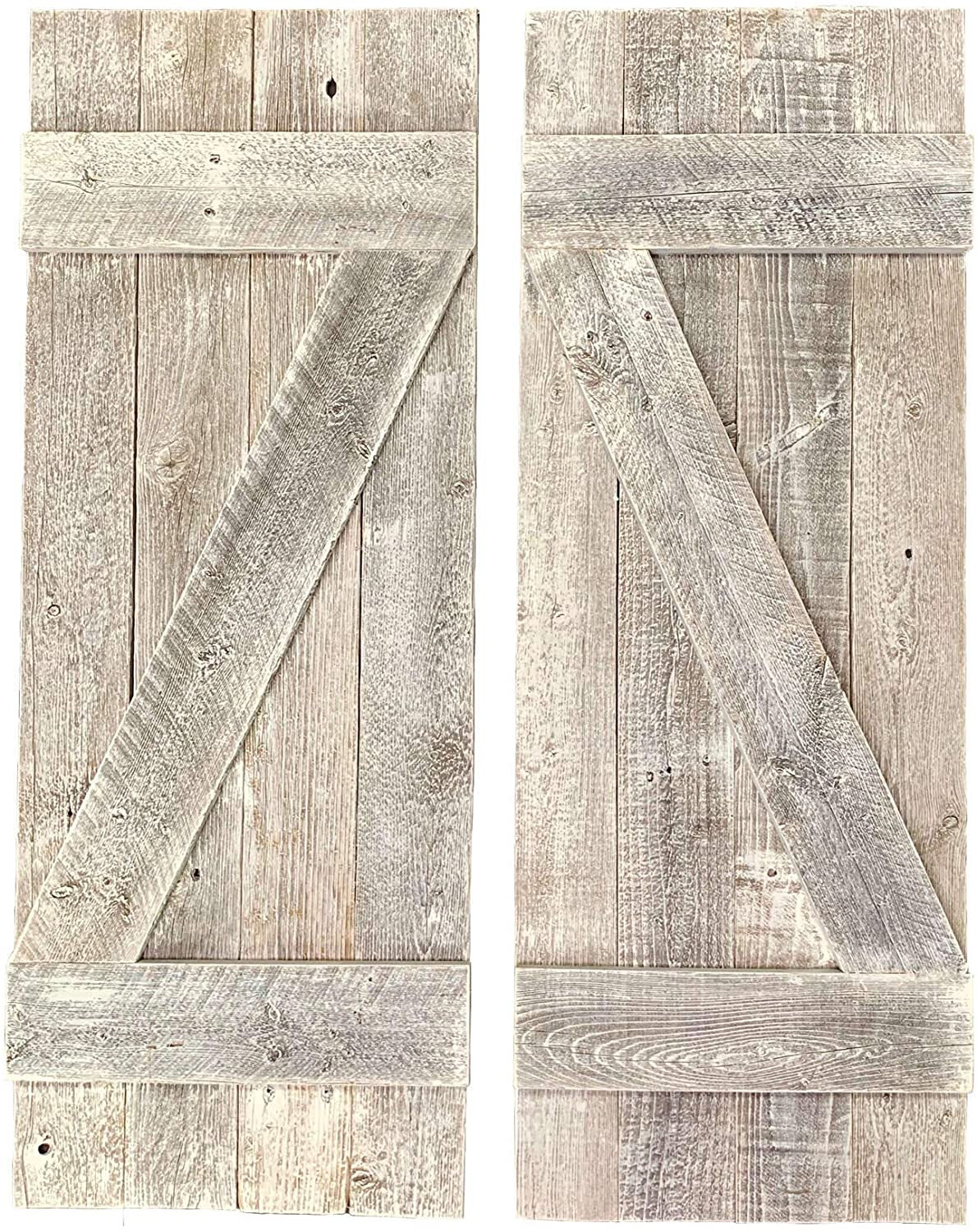 Rustic Farmhouse 36 in. x 12 in. Reclaimed Wood Decorative Shutters (Set of 2)