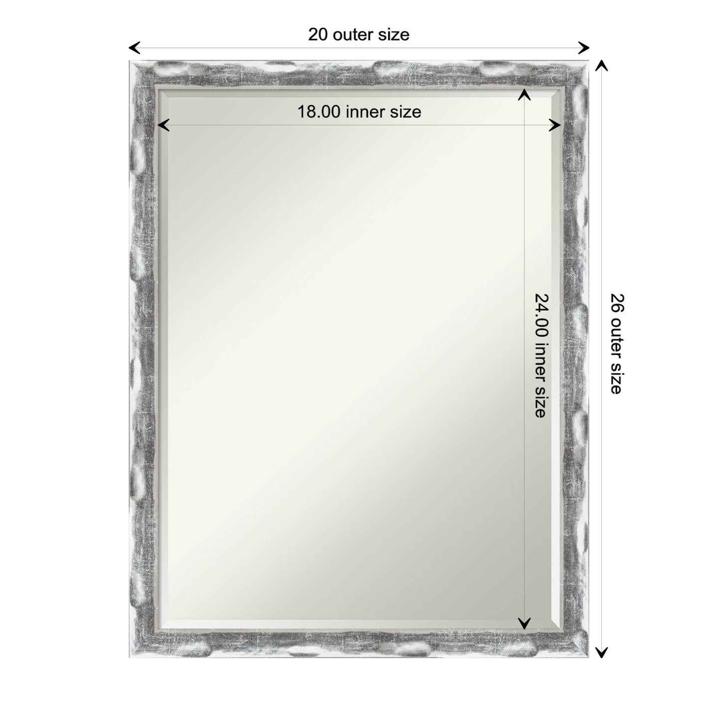 Petite Bevel Wall Mirror, Scratched Wave Chrome Frame