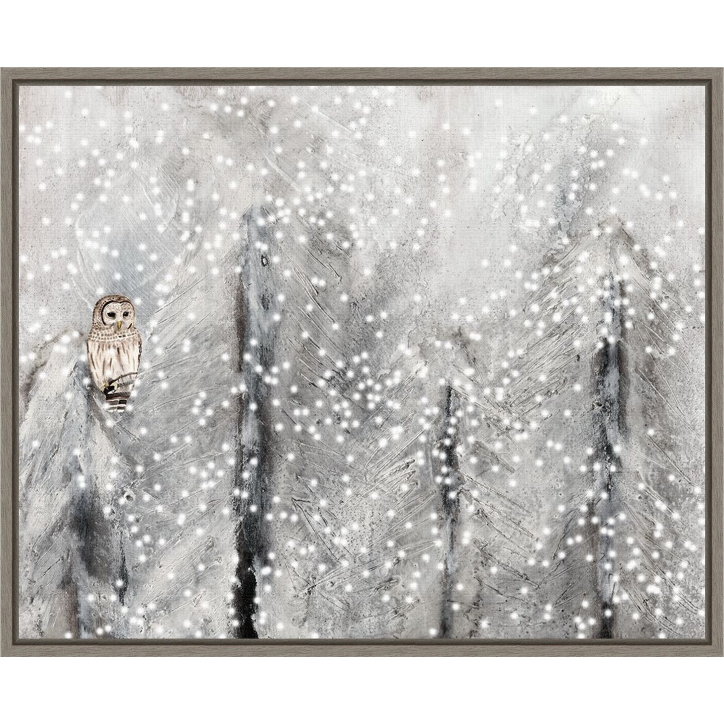 Snowy Habitat II (Owl) by Alicia Ludwig 20-in. W x 16-in. H. Canvas Wall Art Print Framed in Grey