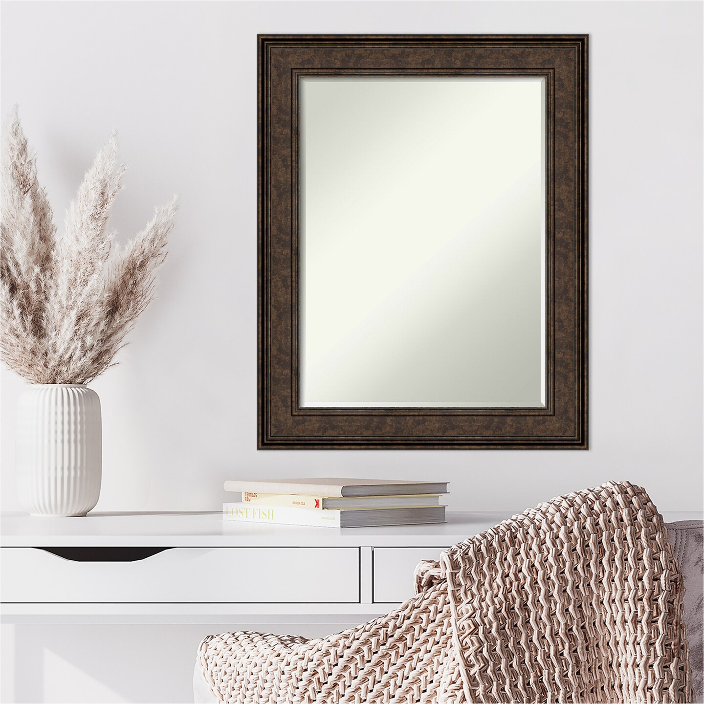 Petite Bevel Wall Mirror, Ridge Frame