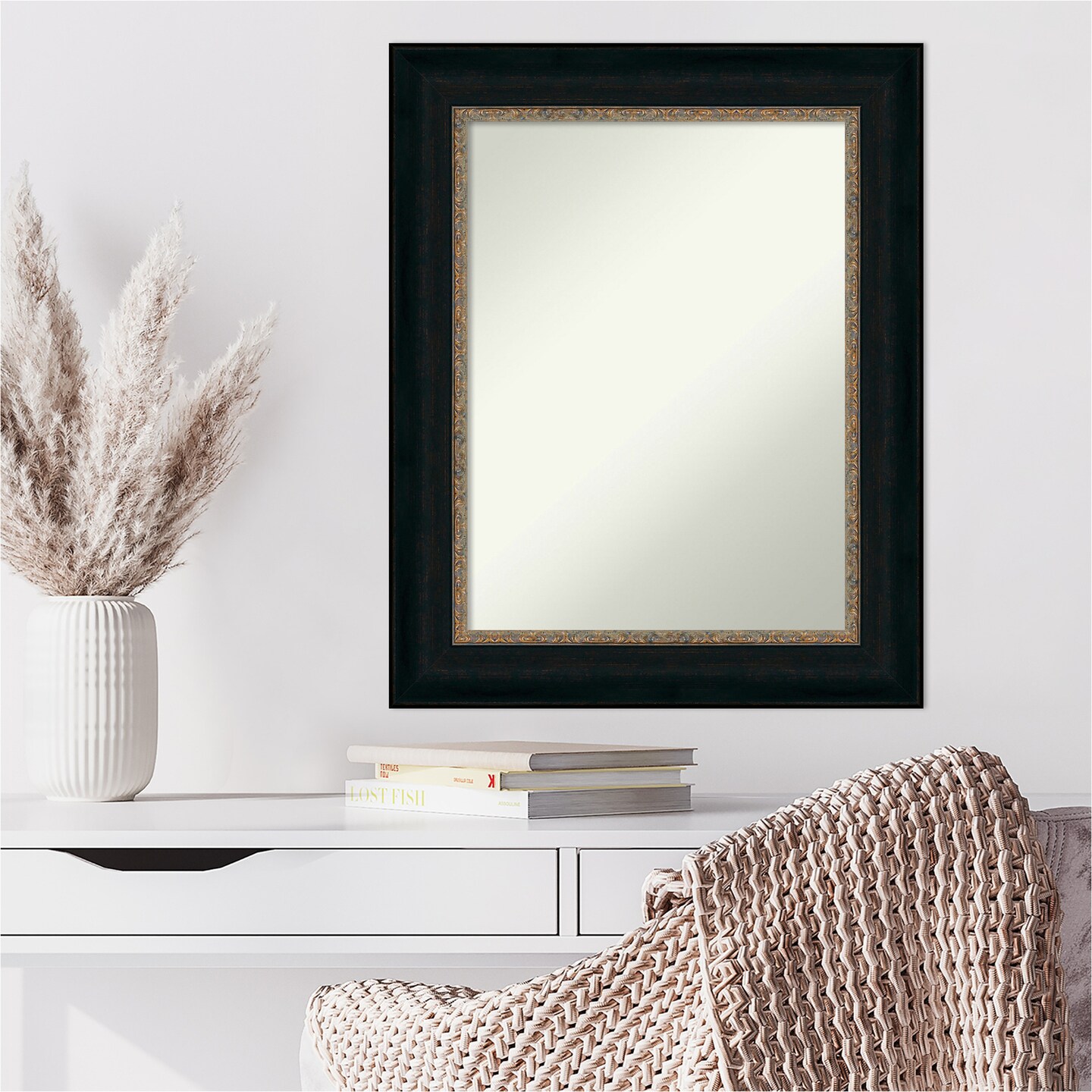 Amanti Art Non-Beveled Wall Mirror, Paragon Bronze Frame