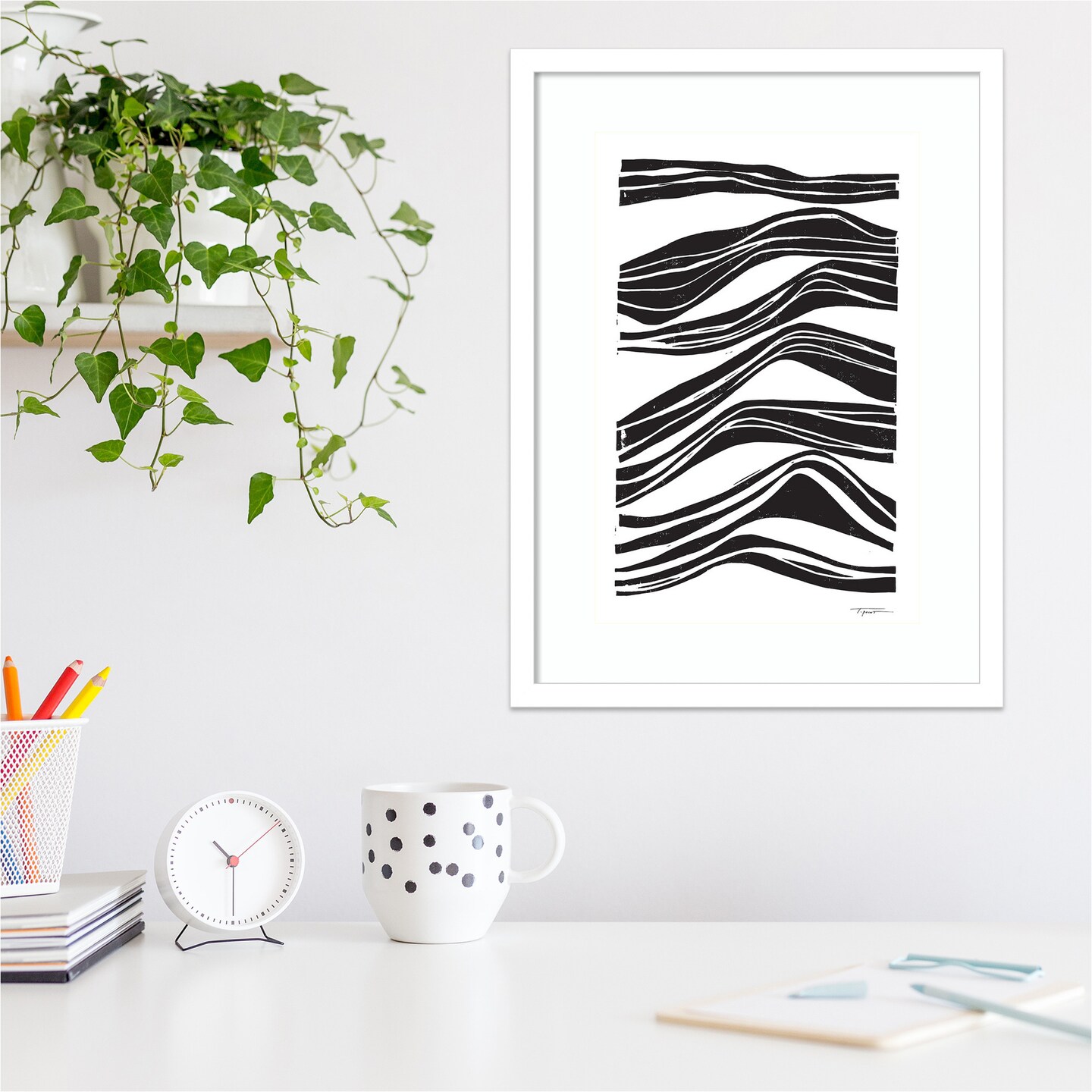 Abstract Waves by Statement Goods Wood Framed Wall Art Print