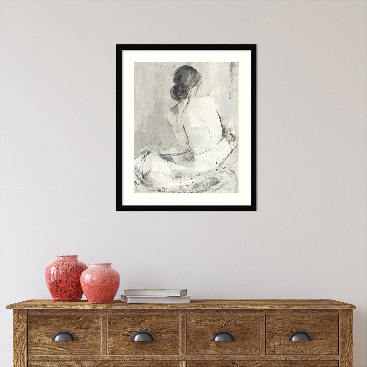 Evening I Neutral (Woman) by Albena Hristova Wood Framed Wall Art Print