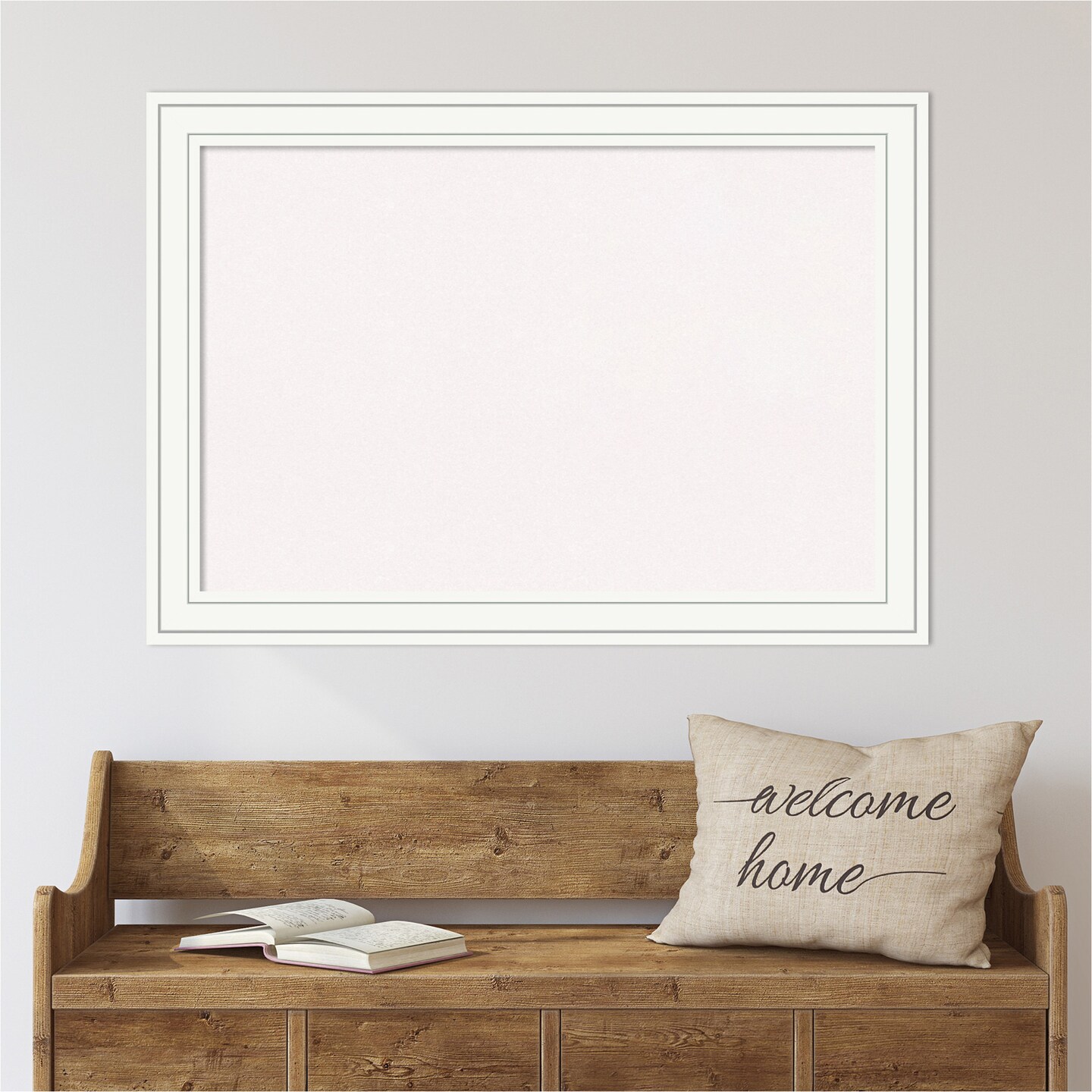 Cork Board, Craftsman White Wood Frame - Bulletin Board, Organization Board, Pin Board