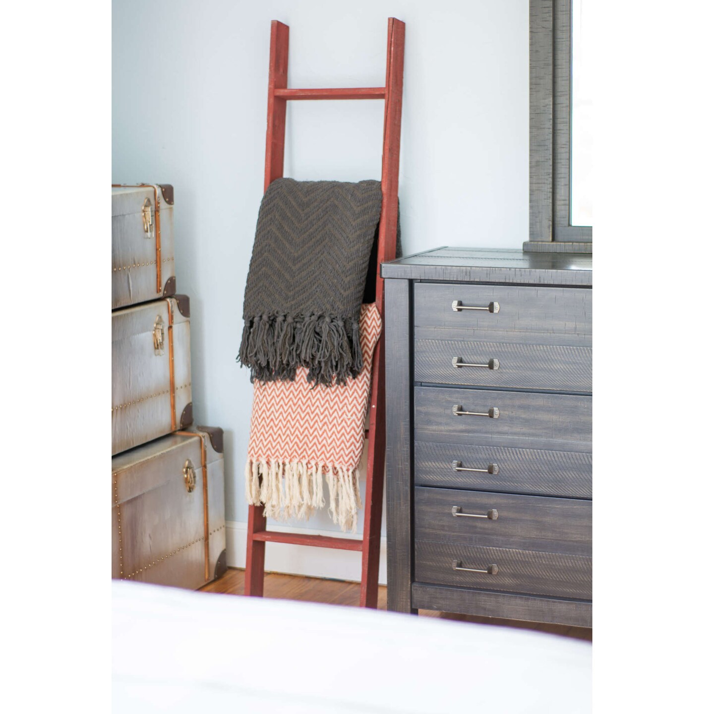 Rustic Farmhouse 5ft Reclaimed Wood Decorative Bookcase Picket Ladder