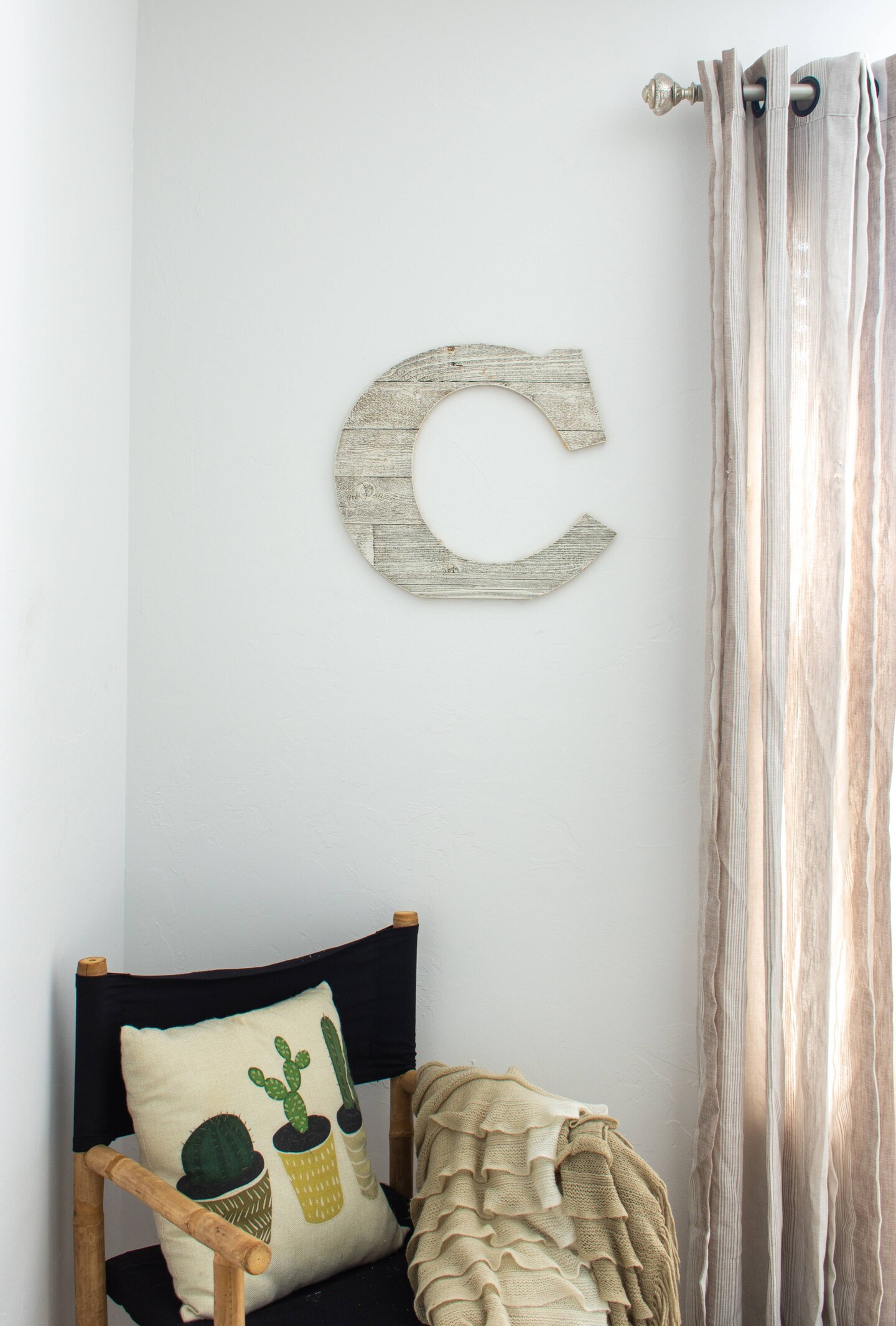 Rustic Farmhouse Large 16" White Decorative Monogram Wood Letter