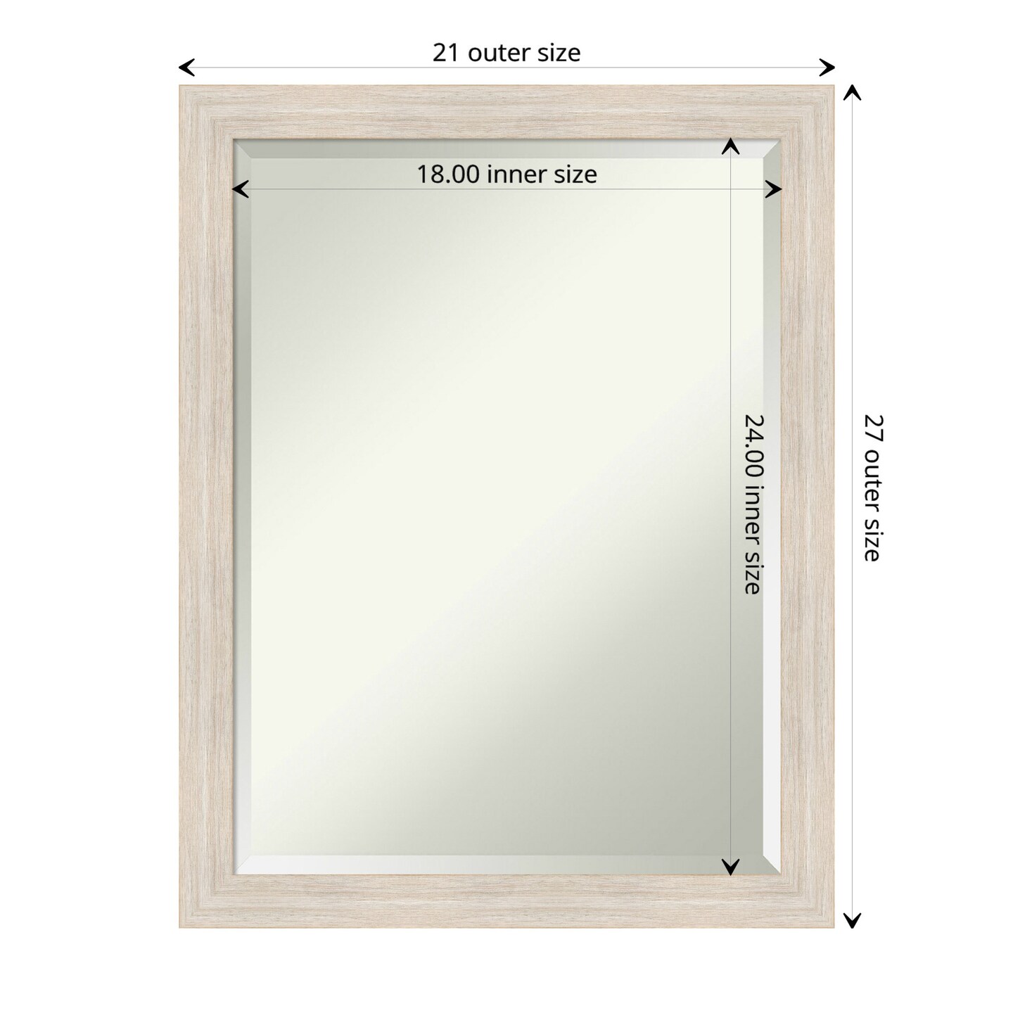 Beveled Wood Bathroom Wall Mirror, Hardwood Narrow Frame