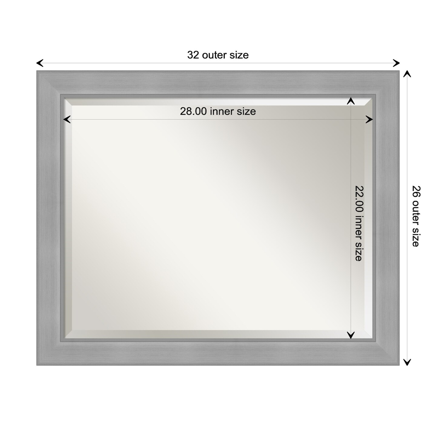 Beveled Bathroom Wall Mirror, Vista Brushed Nickel Frame