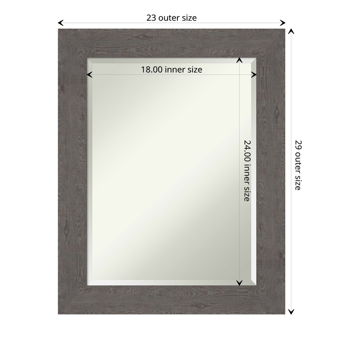 Beveled Bathroom Wall Mirror, Rustic Plank Frame