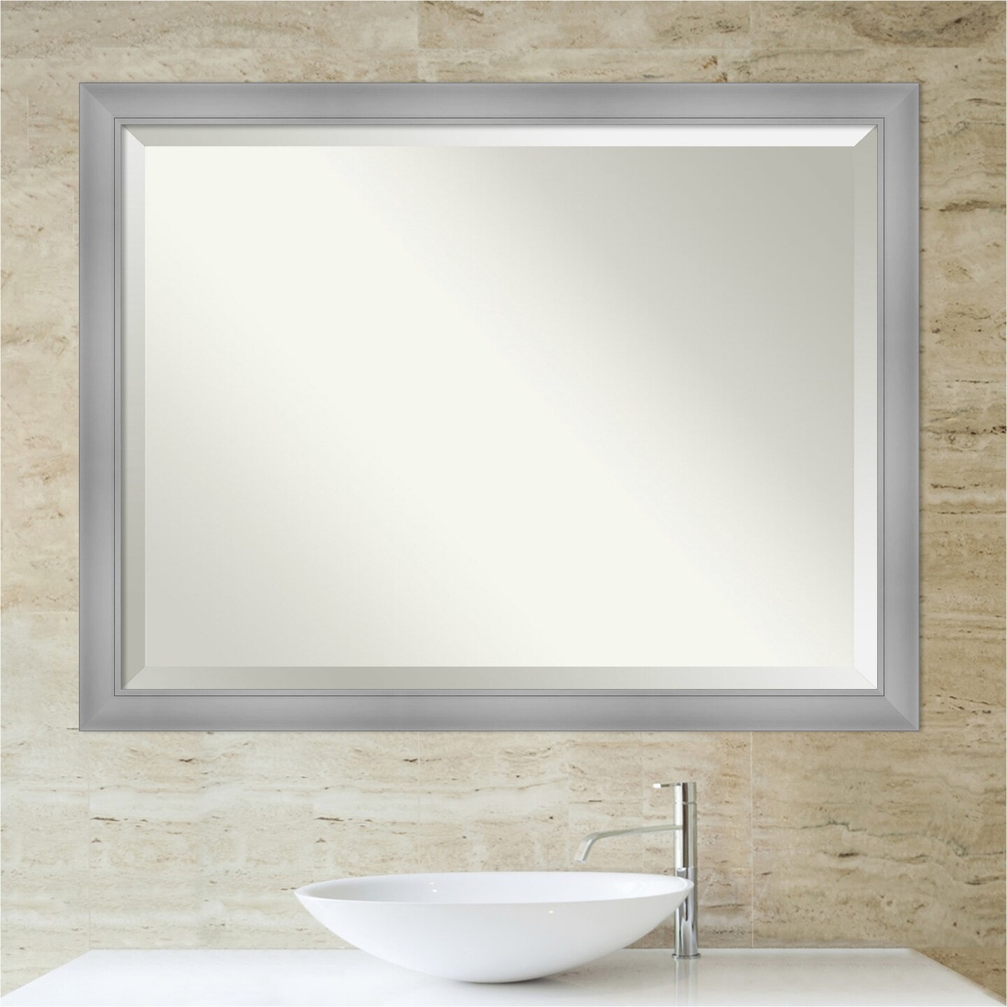 Beveled Bathroom Wall Mirror, Flair Frame