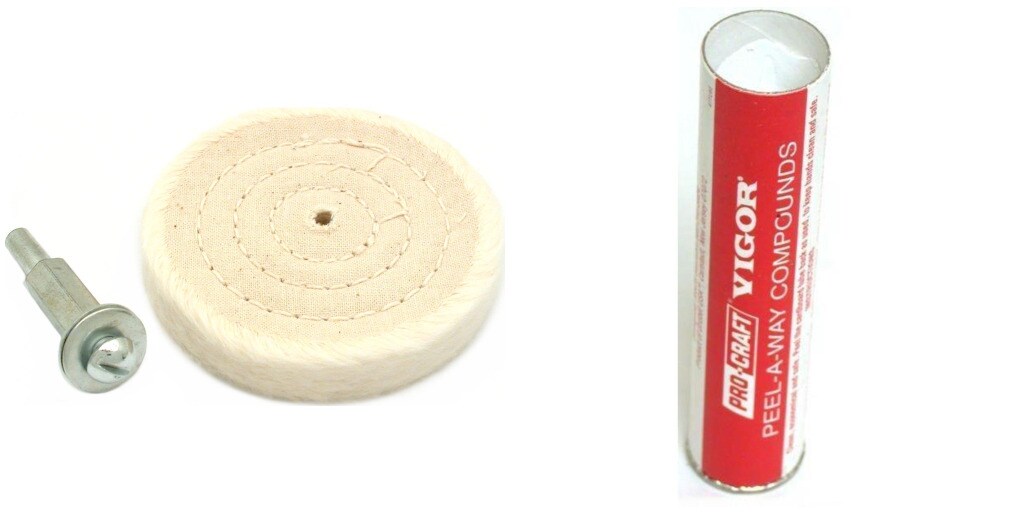 3&#x22; Cotton Buffing Wheel With Mandrel &#x26; Pro-Craft White Polishing Rouge for Hard Metals 7oz