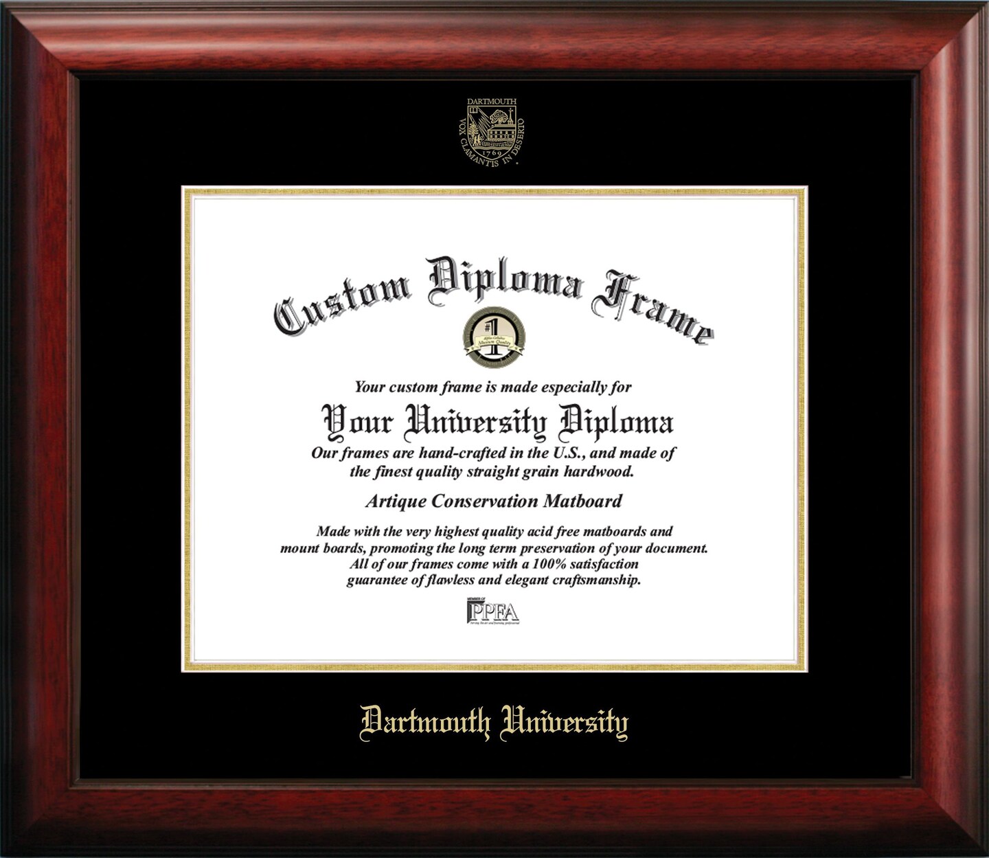 Dartmouth College 16w x 12h Gold Embossed Diploma Frame