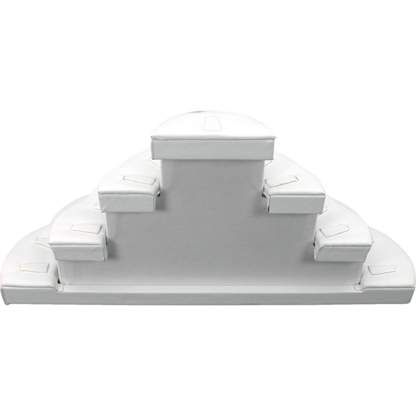 White Faux Leather Jewelry Display Stand Holds 29 Rings Kit 2 Pcs