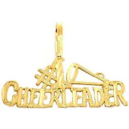 14K Gold #1 Cheerleader Charm Sports 18&#x22; Chain Jewelry
