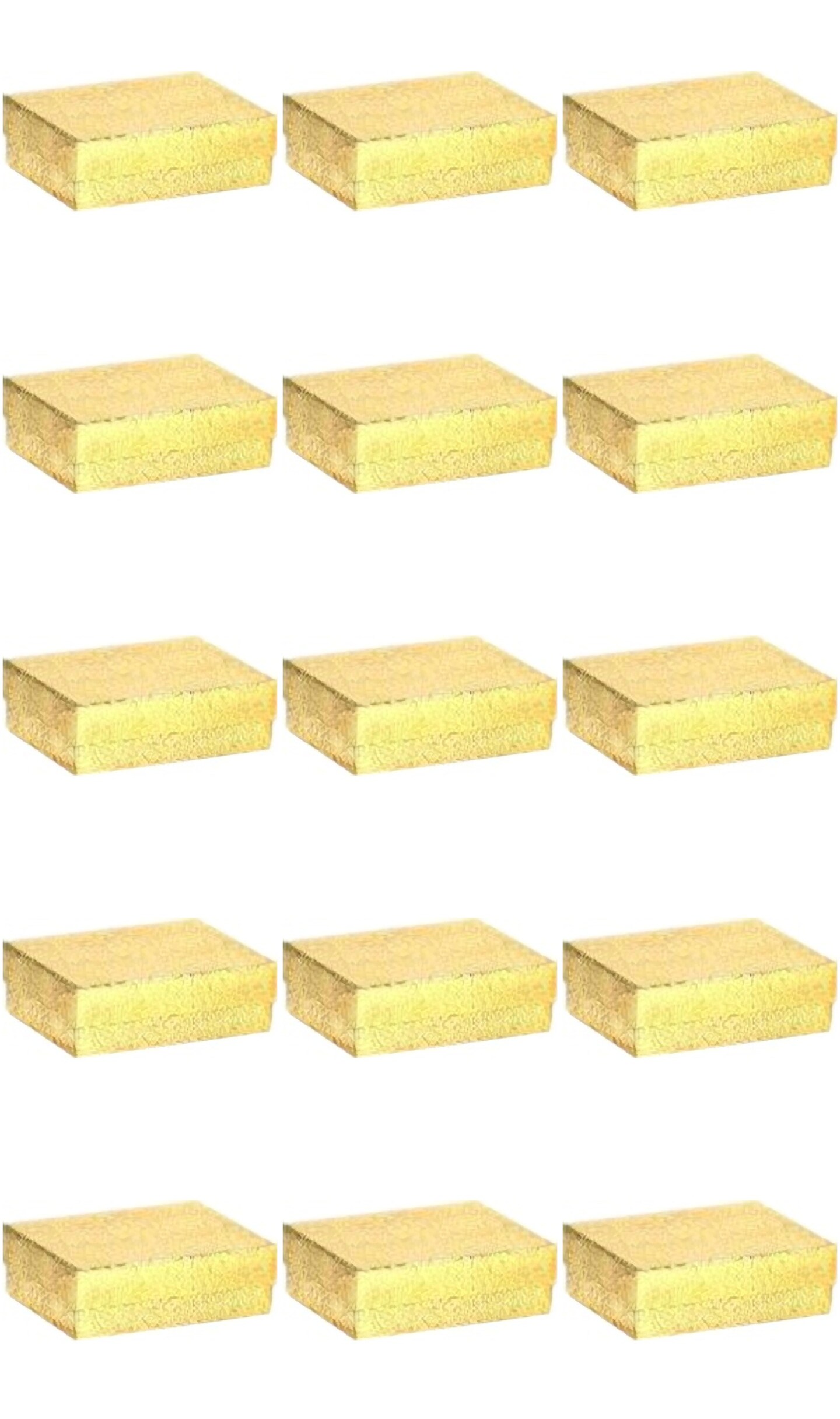 15 Gold Cotton Jewelry Gift Boxes Pocket Watch Displays 3.25"