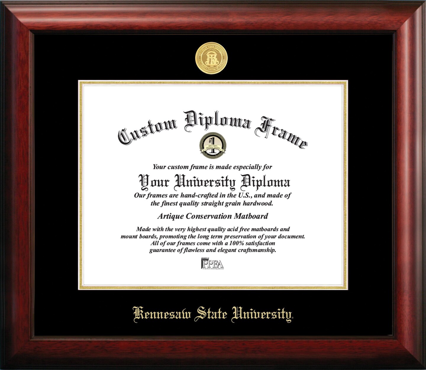 Kennesaw State University 14w x 11h Gold Embossed Diploma Frame