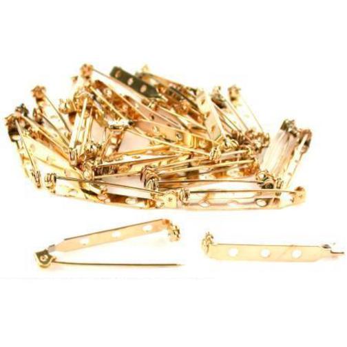 40 Bar Pin Backs Broach Hat Badge Jewelry Safety Parts