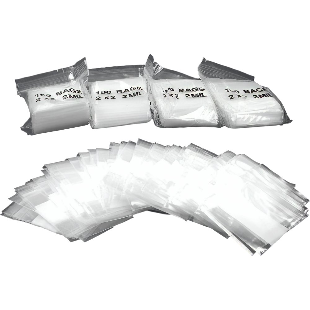 500 Zipper Block Bags Resealable Plastic Baggies 2" x 2"