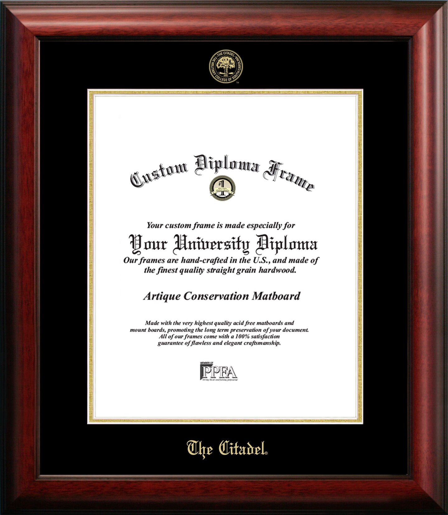 The Citadel 16w x 20h Gold Embossed Diploma Frame