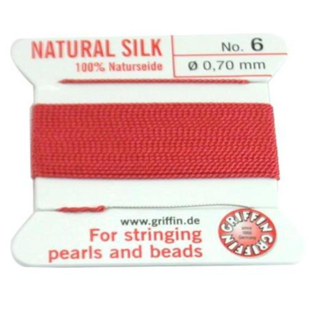 Griffin Coral Silk Bead Cord #6, 2 Meters, .70mm, Pack of 2