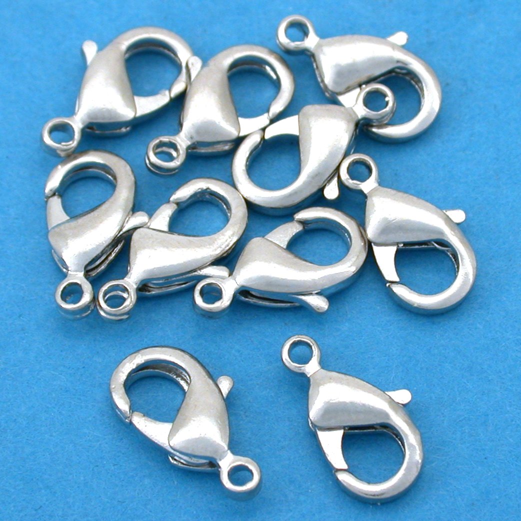 10 Lobster Clasps Chrome Plated Jewelry Beading 12mm