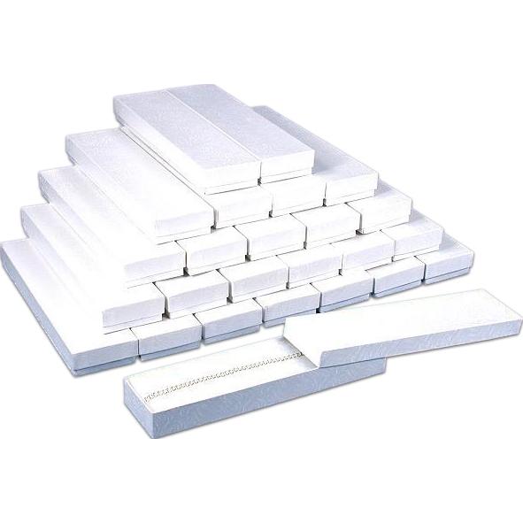 25 White Swirl Cotton Boxes Jewelry Bracelet Watch Displays 8"