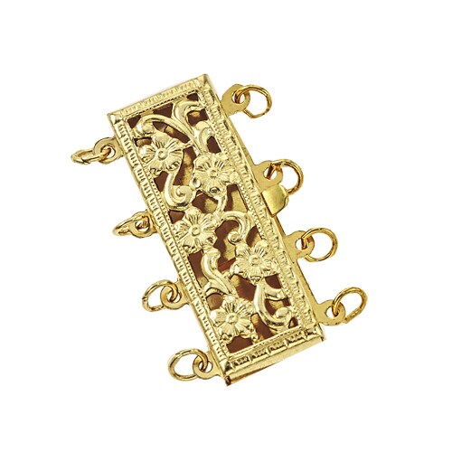 Gold Filled 4 Strand Pearl Clasp, Flower Design