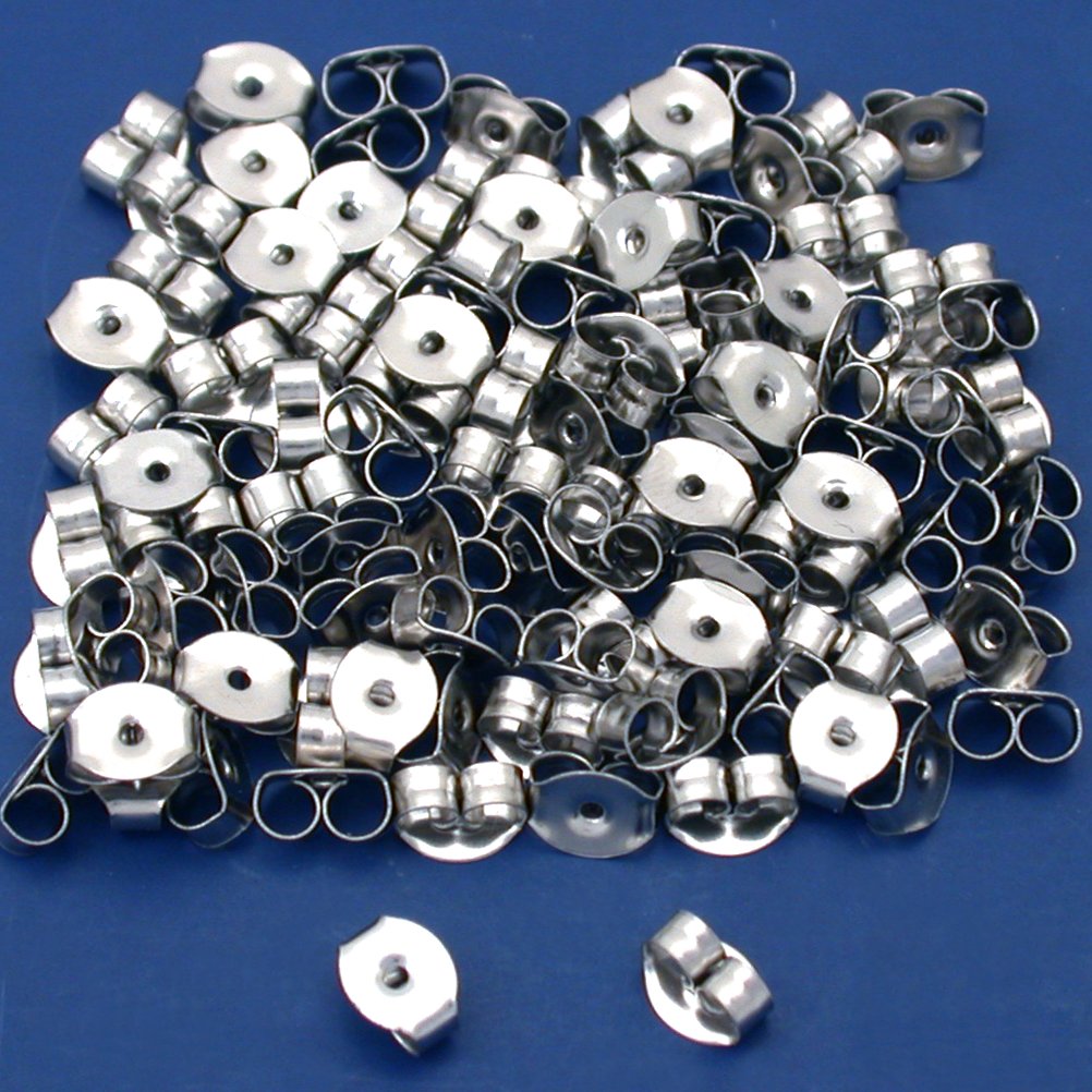 100 Surgical Steel Earring Backs Earnuts 4.5mm
