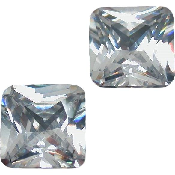 2 White Square Faceted Cubic Zirconia CZ Gem Stone 6mm