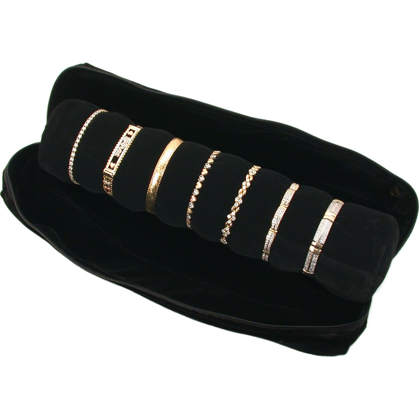 Velvet Ring Roll up &#x26; Bangle Bracelet Travel Pouch Jewelry Displays Kit 2 Pcs