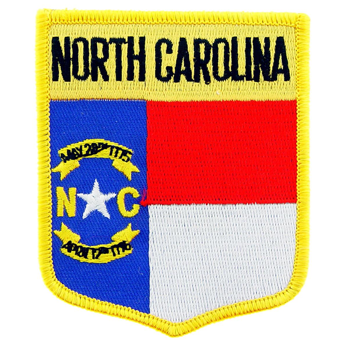 North Carolina State Flag Shield Patch 2 7/8&#x22; x 3 1/2&#x22;