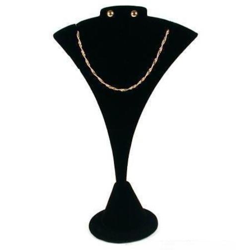 3 Black Velvet Combo Necklace &#x26; Earring Stand Display