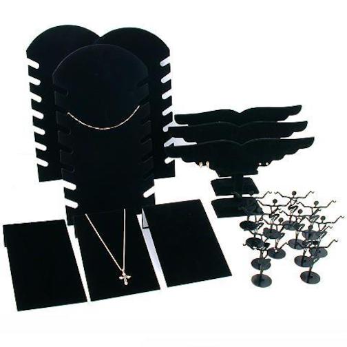 21 Bracelet Necklace Earring Display Black Velvet Units