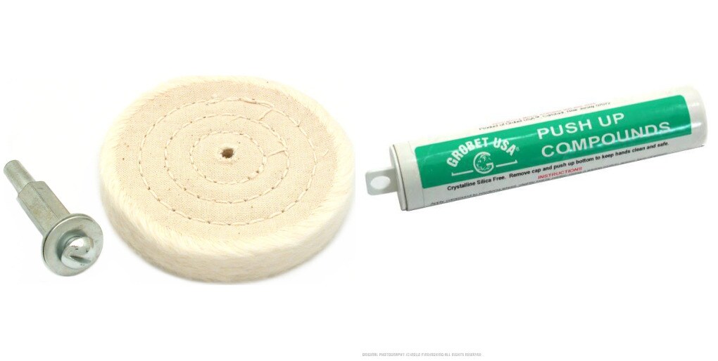 3&#x22; Cotton Buffing Wheel &#x26; Mandrel &#x26; Green Rouge Push-Up Polishing Compound