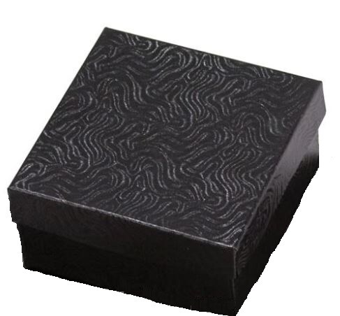 Black Swirl Cotton Filled Jewelry Box Watch Bracelet Gift Display 3.5"x3.5"x1"